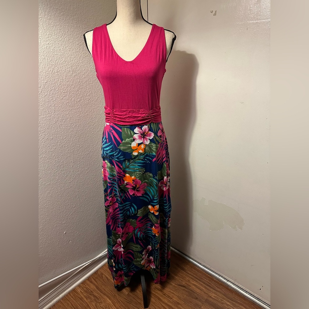 Pink and Floral Maxi Dress